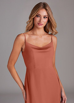 Azazie Daenerys Vestidos de damas de honor Vestido de Arcilla de Gasa de Corte en A con Vaca image6