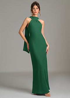 Azazie Cassiana Bridesmaid Dresses Dark Green Mermaid Pleated Chiffon Dress image3