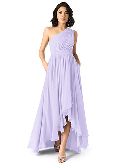 Azazie Mathilda Bridesmaid Dresses Lilac A-Line One Shoulder Chiffon Dress image1