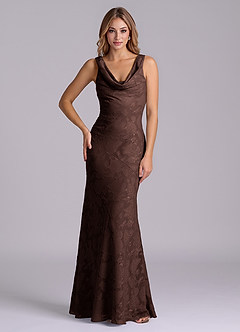 Azazie Rylina Final Sale Emerald Mermaid Floral Burnout Dress image1