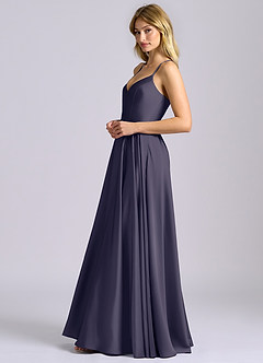 Azazie Truce 신부 들러리 드레스 A라인 스트레치 새틴 바닥 길이 드레스 image5