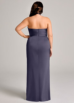 Azazie Jemma Jurken voor bruidsmeisjes Jurk van Stretch Satijn met Kolom Geplooid Stormachtig image12