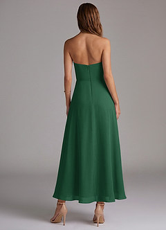 Azazie Wren Bridesmaid Dresses Dark Green A-Line Strapless Chiffon Dress image4