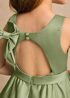 Azazie Karlie Flower Girl Dresses Pistachio A-Line Pleated Matte Satin Dress image6