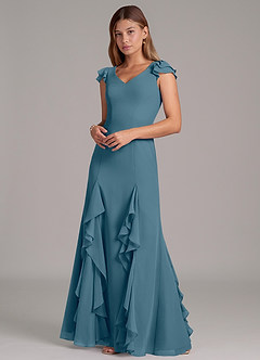 Azazie Nessa Robes de demoiselle d'honneur Robe Trapèze en Mousseline de soie Bermude image6