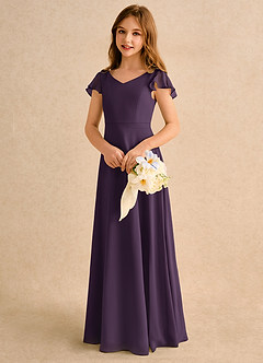 Azazie Nari Girls Formal Flower Girl Klänningar Klä A-Line i Chiffong med ärmar image3