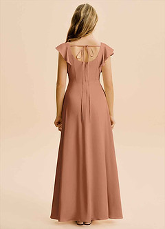 Azazie Bondi Junior Bronzer A-Line Side Slit Stretch Satin Dress image2