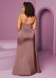 Barbie ♥ Azazie Bridesmaid Dresses Vintage Mauve Mermaid Pleated Stretch Satin Dress image12