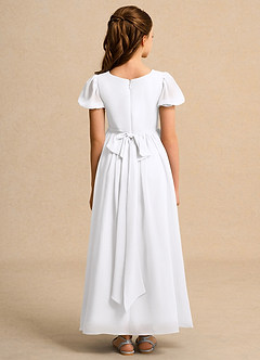 Azazie Joss Flower Girl Dresses White A-Line with Sleeves Chiffon Dress image9