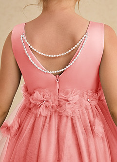 Azazie Lux Flower Girl Dresses Coral A-Line Beaded Tulle Dress image6