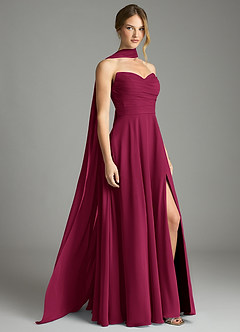 Azazie Ayla Bridesmaid Dresses Burgundy A-Line Sweetheart Neckline Chiffon Dress image2