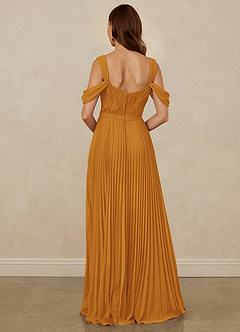 Christian Siriano Bridal for Azazie 1013 Bridesmaid Dresses Butterscotch A-Line Off the Shoulder Chiffon Dress image3