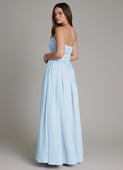 Azazie Andreina Vestidos de damas de honor Vestido de Azul Cielo de Gasa de Corte en A con Plisado image3