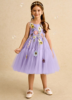 Azazie Osea vestidos de niña de las flores Vestido de Lila de Tul de Princesa con Plisado image3
