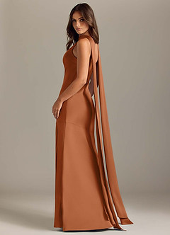 Azazie Kinsley Brautjungfernkleider Meerjungfrau-Linie Seitliche Cut-Outs Stretch-Satin Kleid Kupfer image6