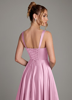 Azazie Azaria Bridesmaid Dresses Candy Pink A-Line Corset Stretch Satin Dress image2
