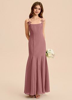 Azazie Evey Junior Desert Rose Mermaid Pleated Chiffon Dress image1