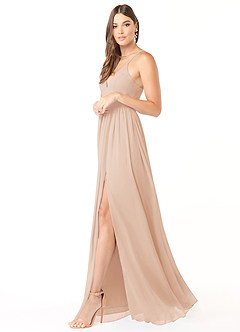 Azazie Aaida Bridesmaid Dresses English Rose A-Line Corset Chiffon Dress image4