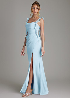 Azazie Jessamine Bridesmaid Dresses Sky Blue Mermaid Corset Chiffon Dress image5