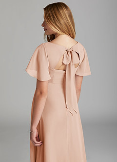 Azazie Kimber Junior English Rose A-Line Pleated Chiffon Dress image4