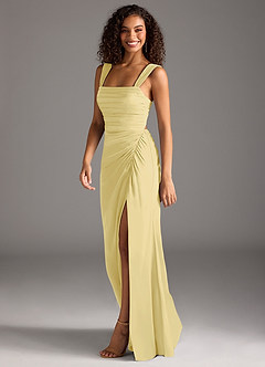 Azazie Jesaphine Brudtärnklänningar Klänning av Tubklänning i Stretch Satin Rosett Citronsorbet image6