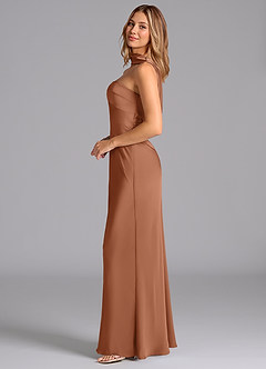 Azazie Lusinda Brudtärnklänningar Klä av Sjöjungfru i Stretch Satin Axelbandslös Bronzer image5