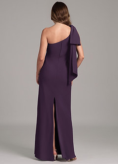 Azazie Capri Bridesmaid Dresses Plum A-Line One Shoulder Chiffon Dress image2
