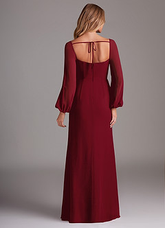 Azazie Charissa Bridesmaid Dresses Burgundy Sheath Long Sleeve Chiffon Dress image6