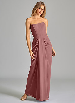 Azazie Anaïs Bridesmaid Dresses Desert Rose Sheath Strapless Chiffon Dress image4