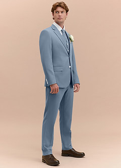 front James Dusty Blue Structured Stretch 3-piece suit