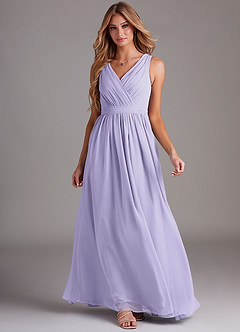 Azazie Kingsley Bridesmaid Dresses Lilac A-Line Lace Chiffon Dress image3