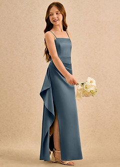 Azazie Cannoli Girls Formal Flower Girl Dresses Twilight A-Line Pleated Stretch Satin Dress image4
