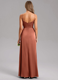 Azazie Azuree Bridesmaid Dresses Clay A-Line Pleated Stretch Satin Dress image2