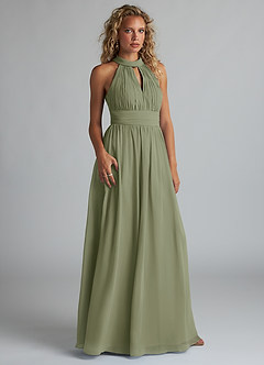 Azazie Camella Final Sale Cabernet A-Line Pleated Chiffon Dress image2