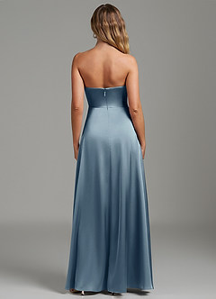Azazie Niveah Bridesmaid Dresses Dusty Blue A-Line Strapless Stretch Satin Convertible Dress image8