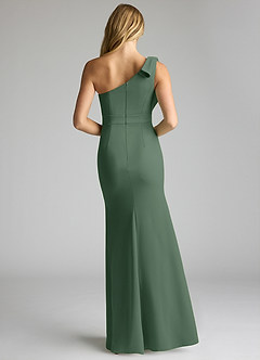 Azazie Rinna Bridesmaid Dresses Eucalyptus Mermaid One Shoulder Stretch Crepe Dress image4