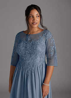 Azazie Mirielle Mother of the Bride Dresses Twilight A-Line Scoop Lace Chiffon Dress image12