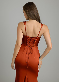 Azazie Vada Bridesmaid Dresses Paprika Mermaid Corset Stretch Satin Dress image6