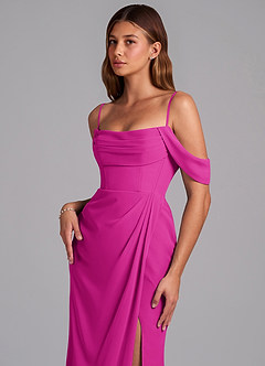 Azazie Johana Jurken voor bruidsmeisjes Converteerbaar Jurk van Chiffon met Zeemeermin Off the Shoulder Fuchsia image5