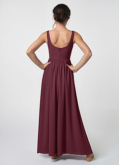 Azazie Keyla Junior Cabernet A-Line Pleated Chiffon Dress image2