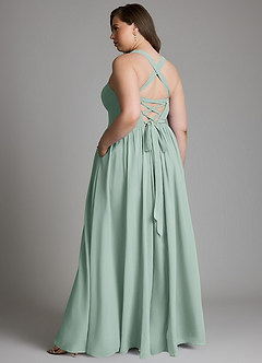 Azazie Francis At-home Try On Dresses Agave A-Line Corset Chiffon Dress image9