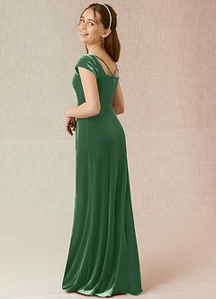 Azazie Gabi Junior Eucalyptus A-Line Velvet Dress image2
