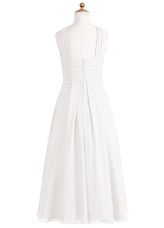 Azazie Kaleigh Junior Ivory A-Line Pleated Chiffon Dress image7