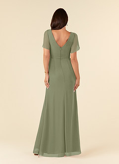 Azazie Marianne Mother of the Bride Dresses Pistachio Sheath V-Neck Pleated Chiffon Dress image2