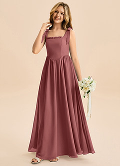 Azazie Delia Junior Abito A-Line in Chiffon Fiocco Ametista image4