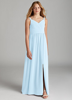 Azazie Chanel Junior Sky Blue A-Line Sweetheart Neckline Chiffon Dress image1
