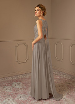 Azazie Joules Mère de la mariée Robes Robe Trapèze en Mousseline de soie Paillettes Taupe image5