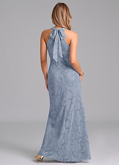 Azazie Doretta Bridesmaid Dresses Dusty Blue Mermaid Pleated Floral Burnout Dress image6