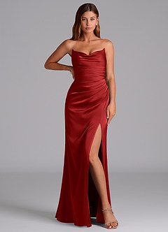 Azazie Claudelle Suknie dla druhen Syrena Bez ramiączek Satyna elastyczna Do ziemi Sukienka image5