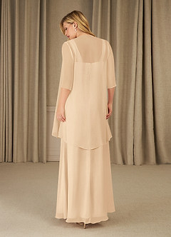 Azazie Weisz Mother of the Bride Dresses Sand A-Line Square Neckline Pleated Chiffon Dress image2